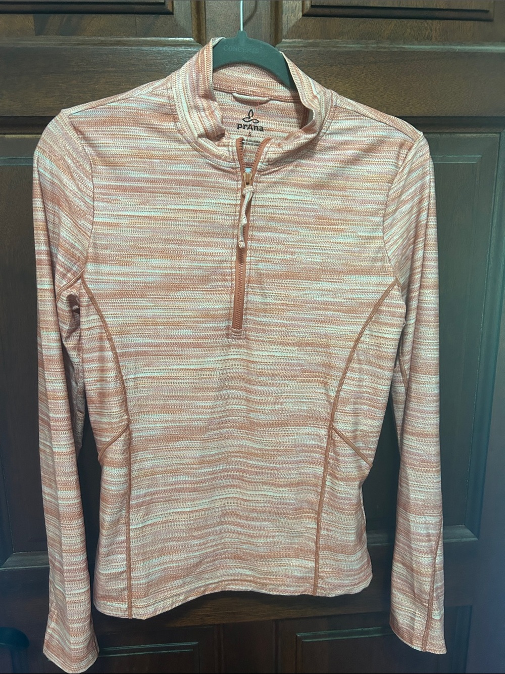 Prana Coral Heathered Half-Zip Long Sleeve Pullover
